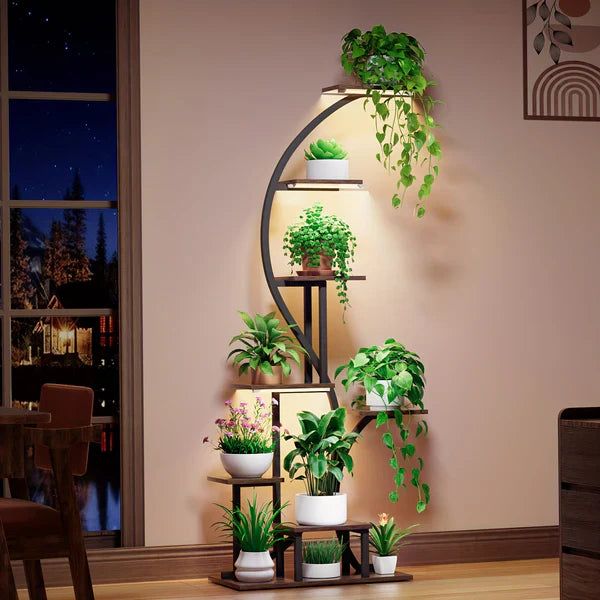 Suporte de Plantas com Luz de Crescimento – 8 Níveis