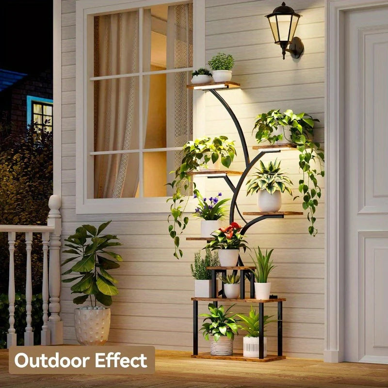 Suporte para Plantas de 8 Níveis com Gaveta de Armazenamento