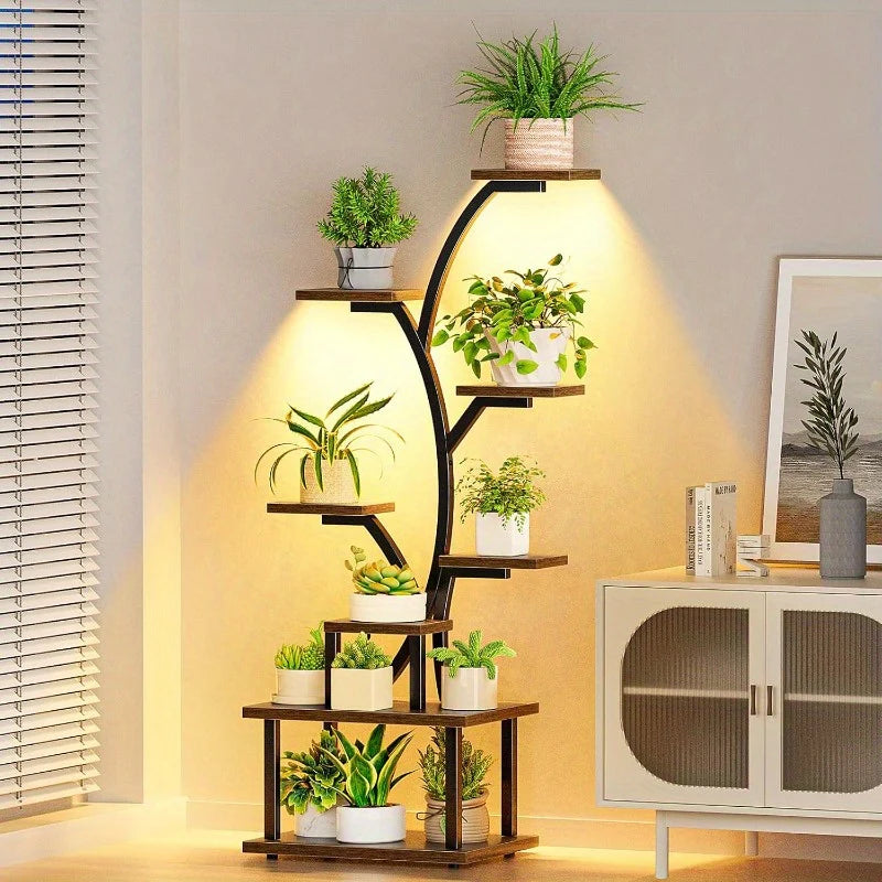 Suporte para Plantas de 8 Níveis com Gaveta de Armazenamento