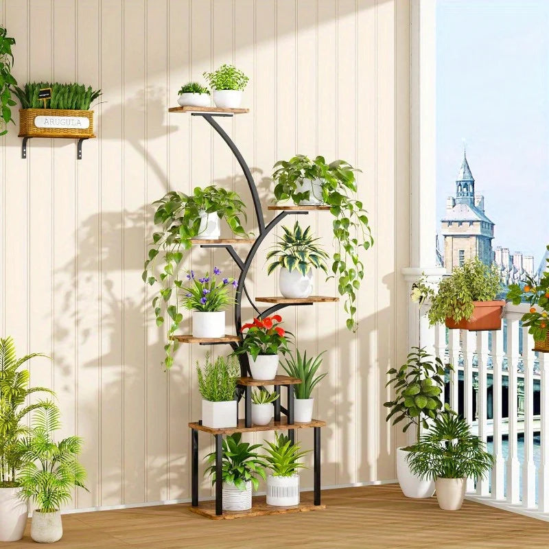 Suporte para Plantas de 8 Níveis com Gaveta de Armazenamento