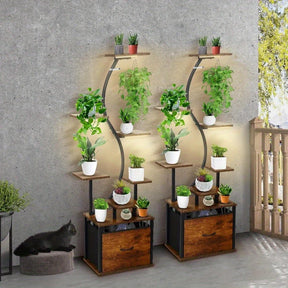 Suporte para Plantas de 8 Níveis com Gaveta de Armazenamento