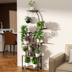 Suporte de plantas em metal em forma de S de 8 camadas